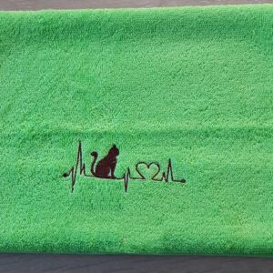 Geborduurd gastendoekje Poes